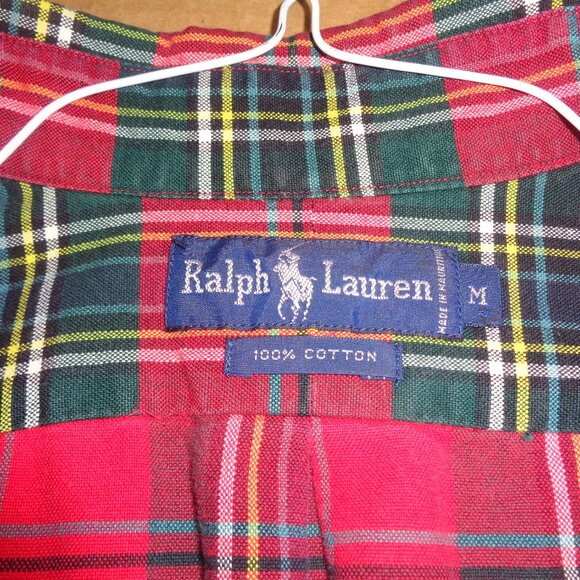 Polo Ralph Lauren Mens Plaid Shirt Medium Preppy Long Sleeve - Picture 2 of 8